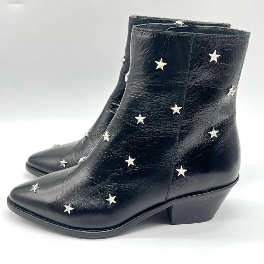 ZADIG & VOLTAIRE Womens Size 36 Tyler Vintage Stars Black Leather Ankle Boots - Picture 5 of 13